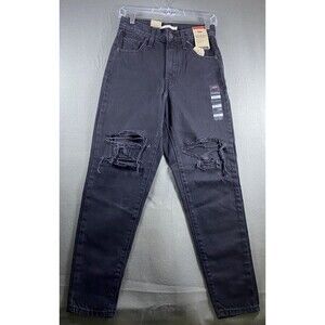 Levi's Mom‎ Jeans Women's 25 x 27 Black Distressed Pants High Waist Denim Casual
